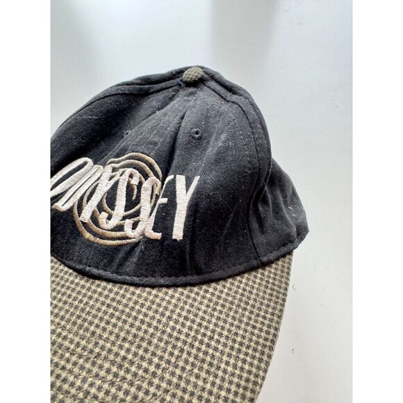 Vintage Made in USA ODYSSEY Black Cotton Canvas Check Brim Baseball Hat - Picture 5 of 11